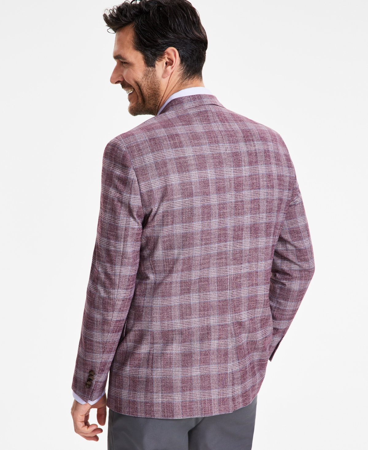 Michael Kors Men's Classic-Fit Berry Plaid Sport Coat