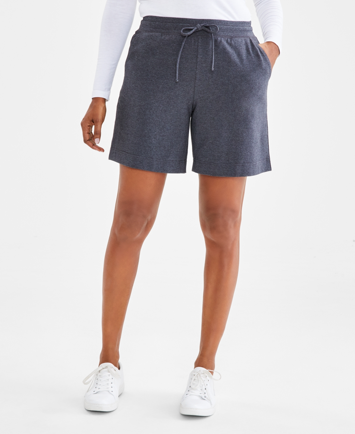 Women's Mid Rise Sweatpant Shorts, Created for Macy's - Charcoal Heather