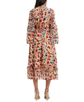 strapless open back dress Rebecca Emina V Neck Dress Flame Orange Multicoloured