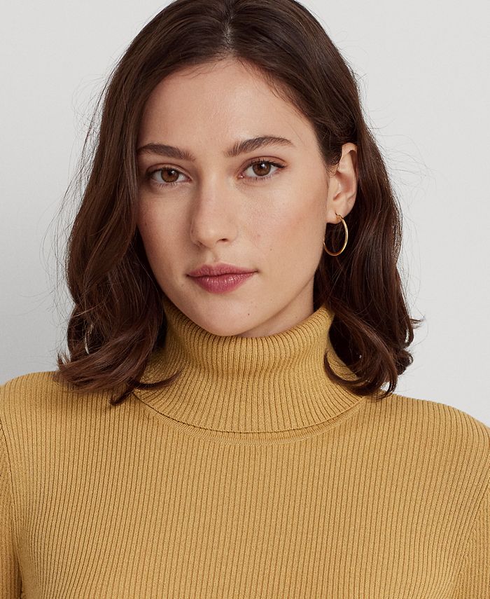 Lauren Ralph Lauren Metallic Ribbed Turtleneck Sweater - Macy's