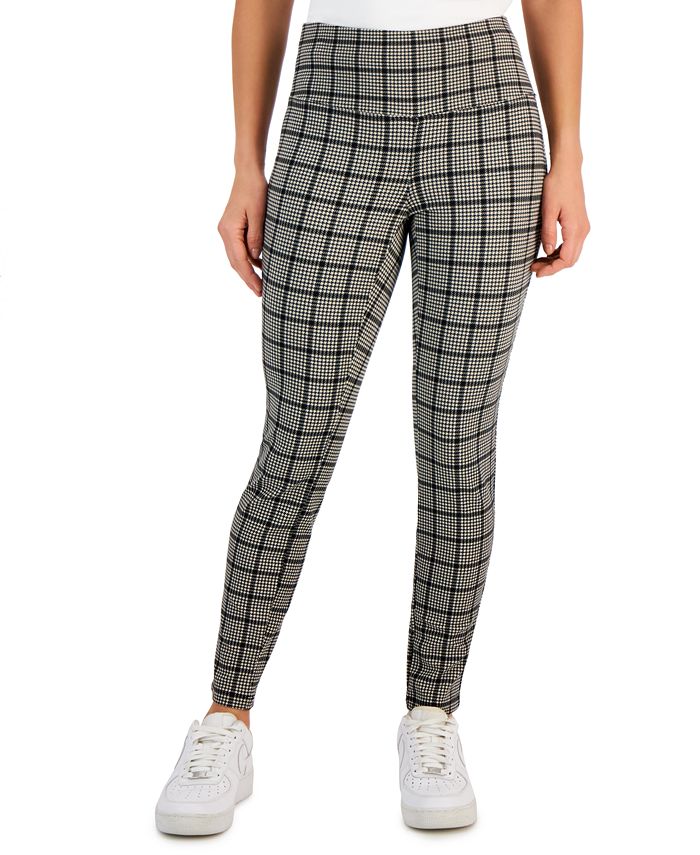 Style & Co Petite Houndstooth High-Rise Ponté-Knit Pants, Created for ...