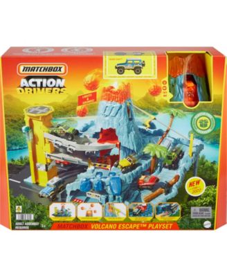 Matchbox Cars Playset with 1:64 Scale Toy SUV, Volcano Escape with