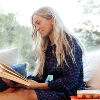 Women's Long Sleeve Smocked Waist Keyhole Dress