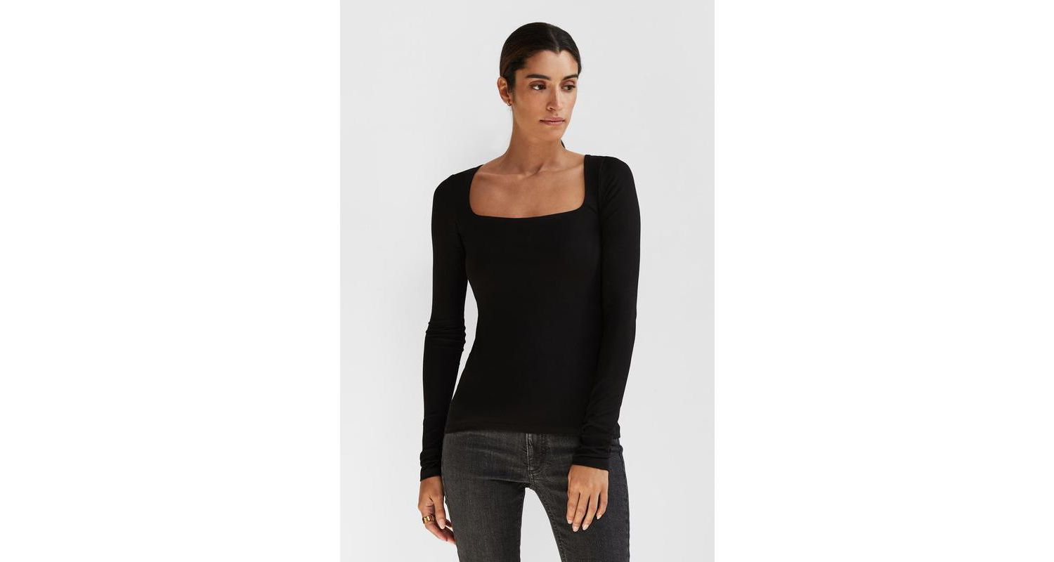 Women's Yvonne Square-Neck Long-Sleeve Jersey Top