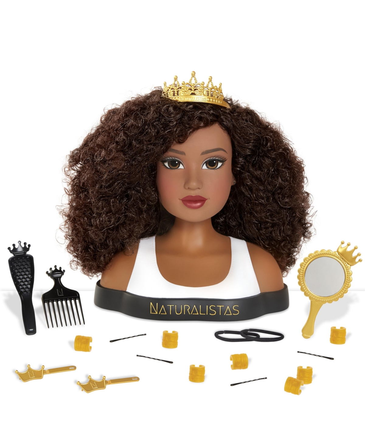 Naturalistas Kids' Dayna Deluxe Crown And Curls Fashion Styling Head, 3c Textured Hair, 19 Accessories In Multi