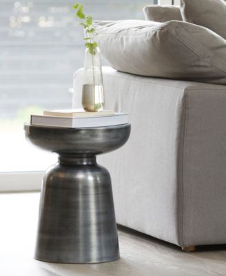 Arthur 19" Iron Round Antique-Like Zinc Accent Table