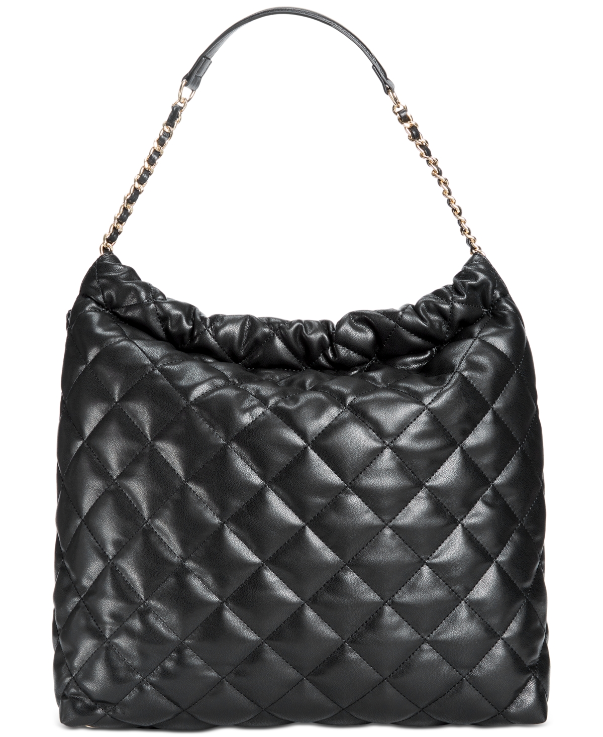 Inc International Concepts Kyliee Quilted Faux Leather Large Shoulder Bag, Created For Macy's In Black,black