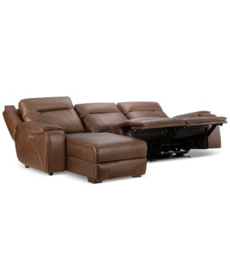 CLOSEOUT! Hansley 3-Pc Zero Gravity Leather Sofa with 2 Power Recliners and Chaise, Created for Macy's