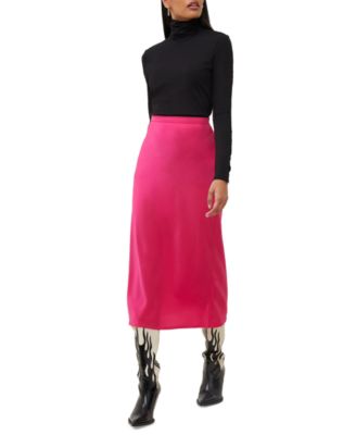 French Connection - Women's Pull-On Satin Midi Slip Skirt