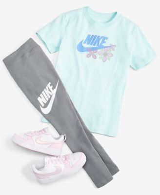 Nike Kids' Girls Cotton T Shirt Essentials Mid Rise Leggings  Big Girls Court Borough Low Recraft Casual Sn In White,pink Foam