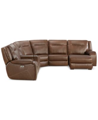 CLOSEOUT! Hansley 6-Pc Zero Gravity Leather Sectional with Power Recliner and Chaise, Created for Macy's