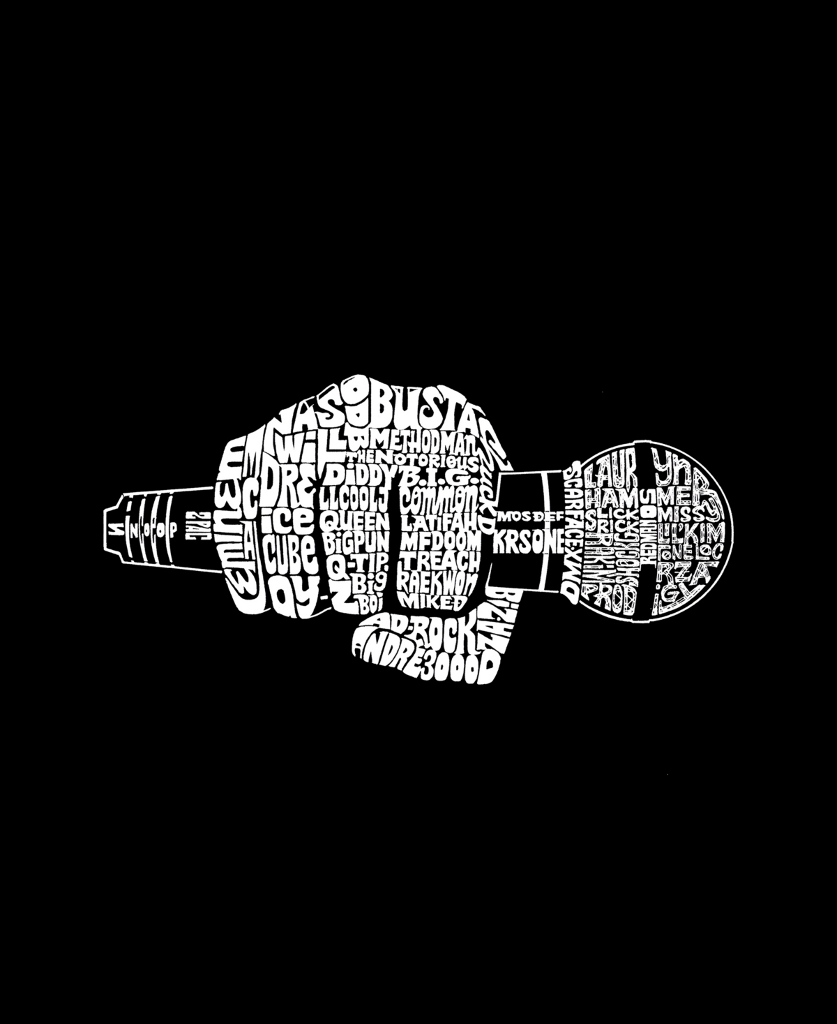 La Pop Art Men's 90's Rappers Printed Word Art T-shirt