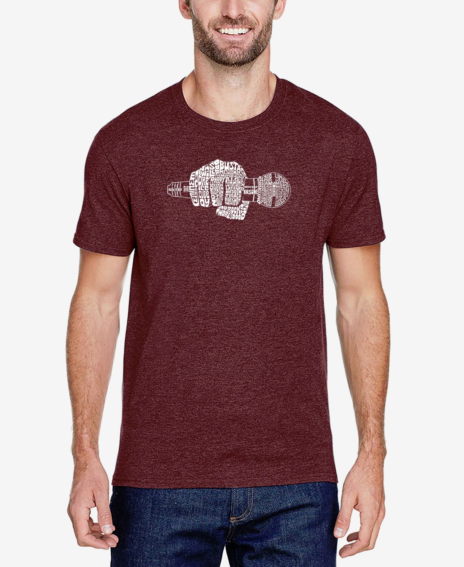 Men's Cotton/Poly Blend Word Art T-shirt - 90s Rappers Microphone