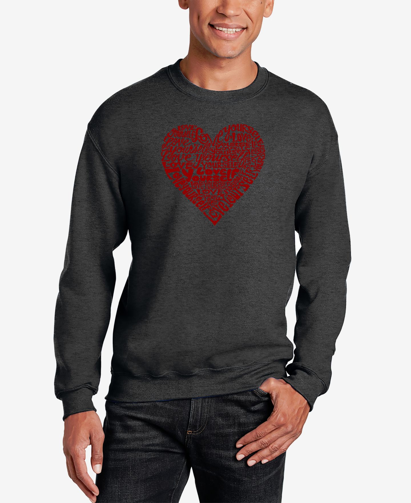 Мужской свитшот LA Pop Art Love Yourself Word Art Crewneck, цвет: Чёрный — фото 4