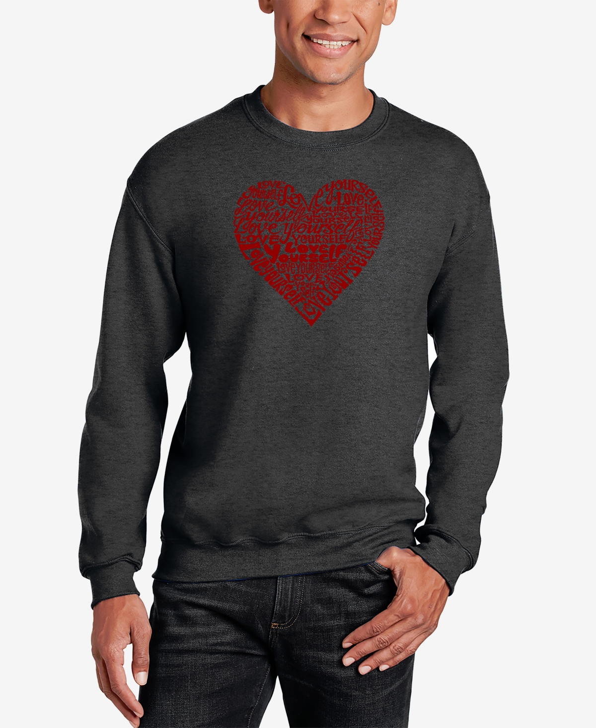 La Pop Art Men's Love Yourself Word Art Crewneck Sweatshirt