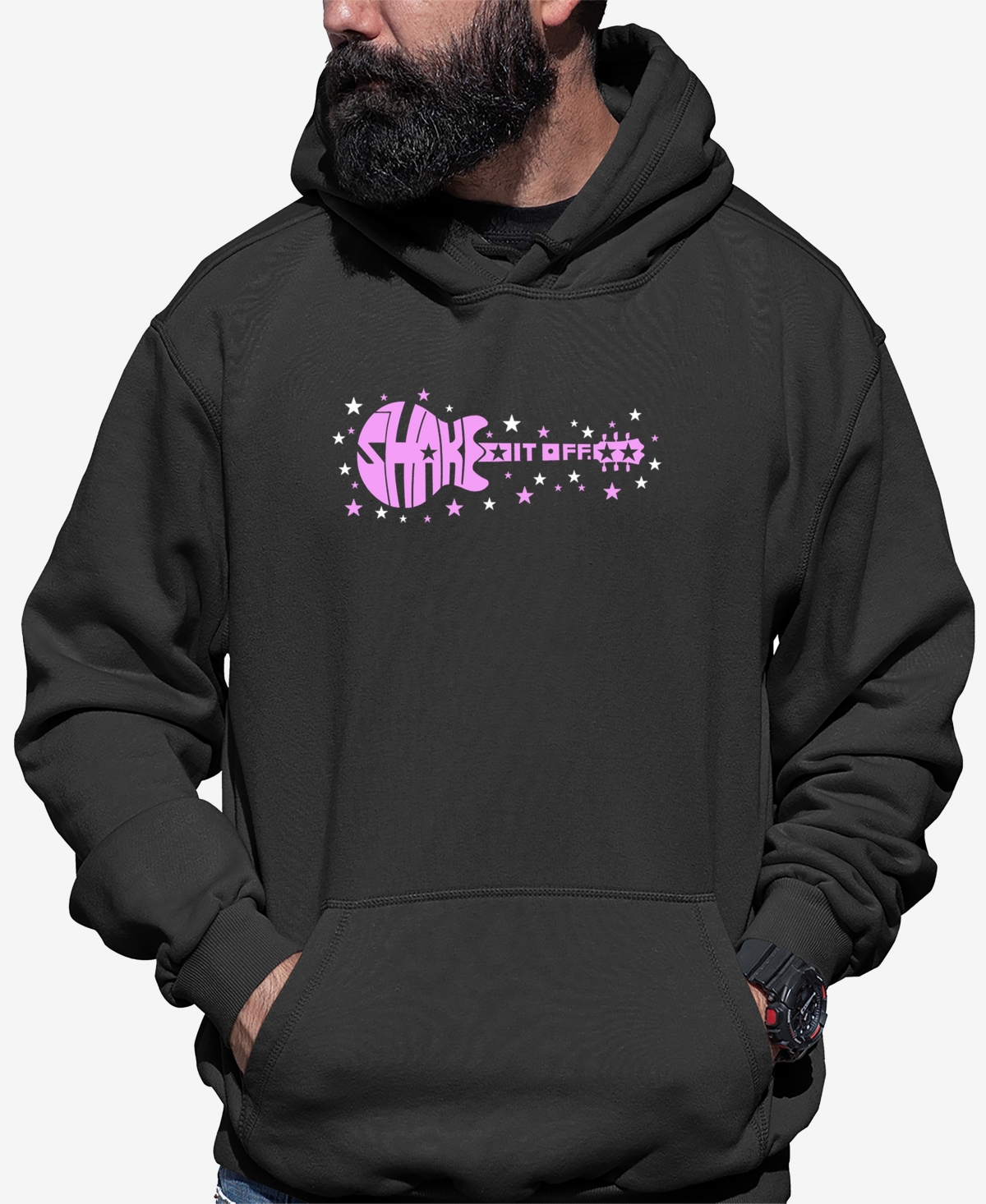 La Pop Art Men's Shake it Off Word Art Hooded Sweatshirt