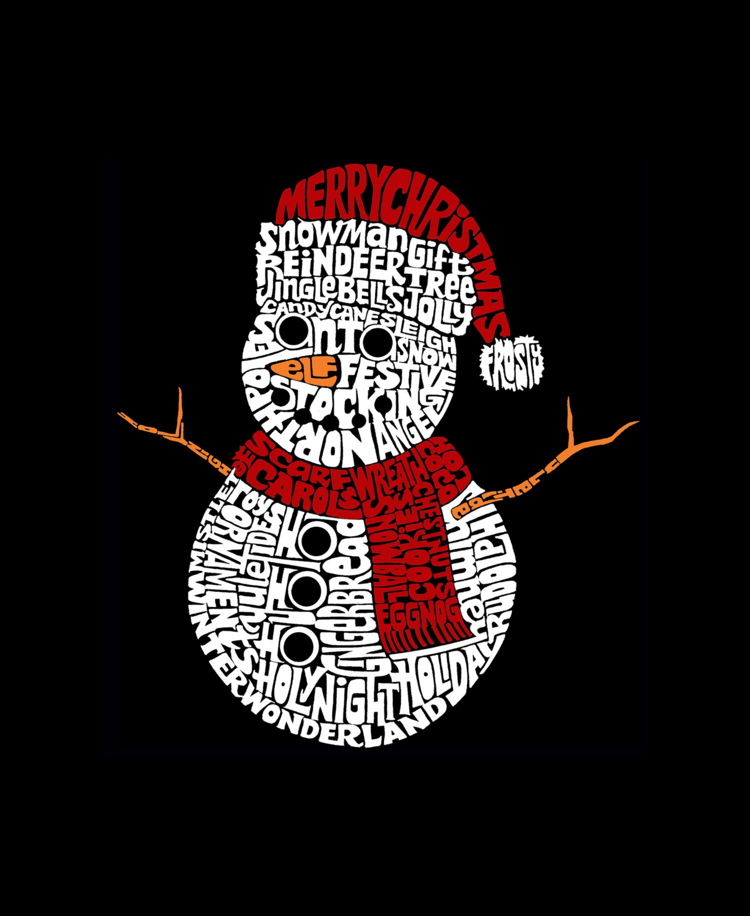 Men's Christmas Snowman Word Art Long Sleeve T-shirt