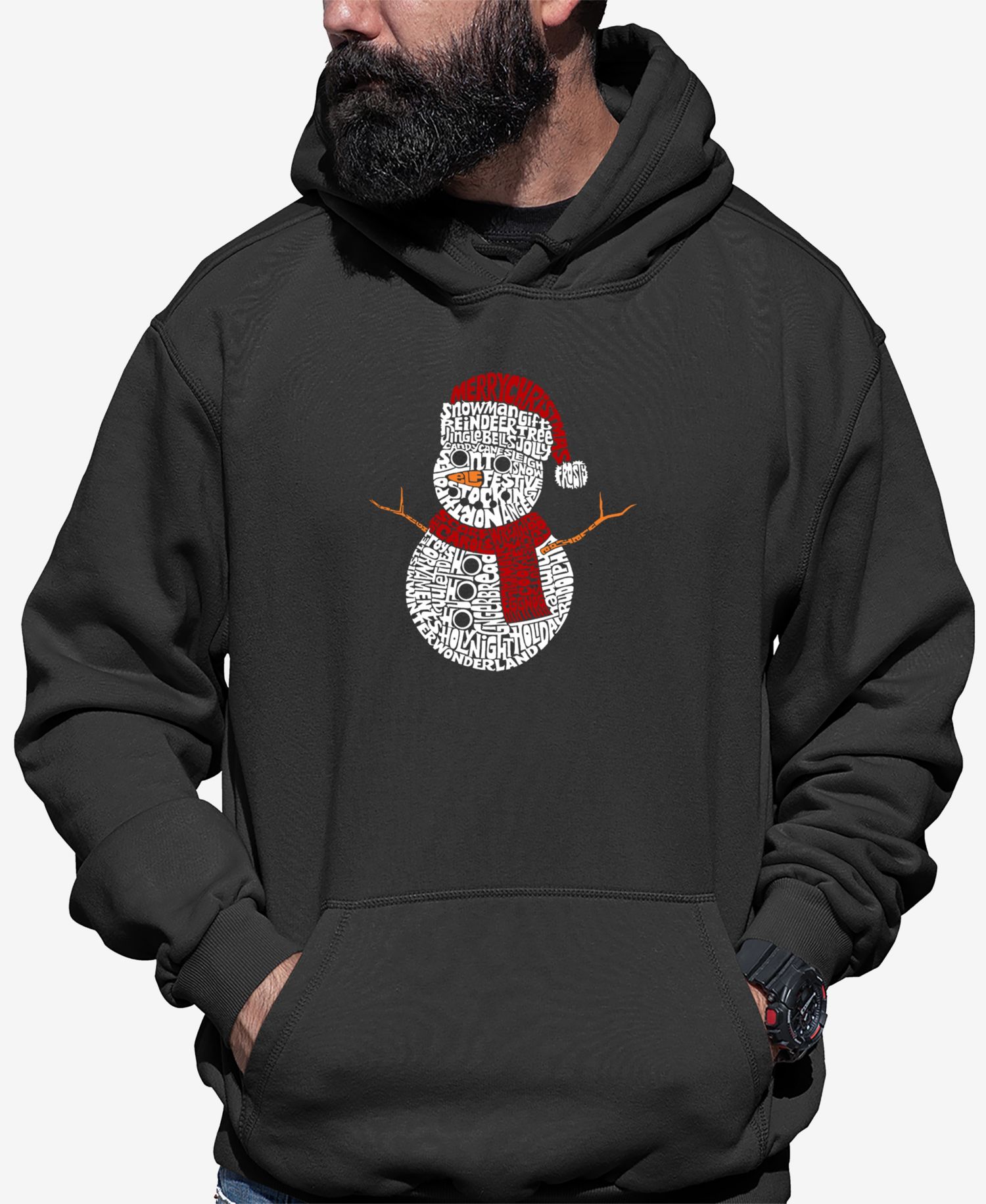 Men's Christmas Snowman Word Art Hooded Sweatshirt