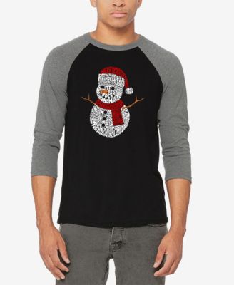Men's Christmas Snowman Raglan Baseball Word Art T-shirt