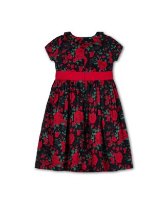 Baby Girls Short Sleeve Ruffle Collar Party Dress with Bow