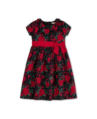 Baby Girls Short Sleeve Ruffle Collar Party Dress with Bow