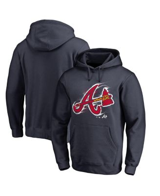 Men's Navy Atlanta Braves Splatter Logo Pullover Hoodie