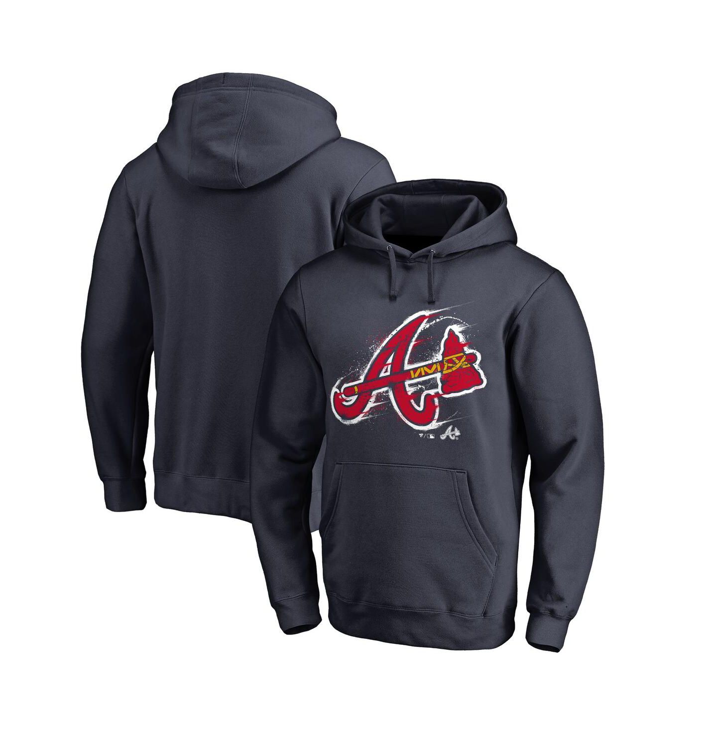 Мужское худи Fanatics Navy Atlanta Braves Splatter Logo Pullover — фото 2