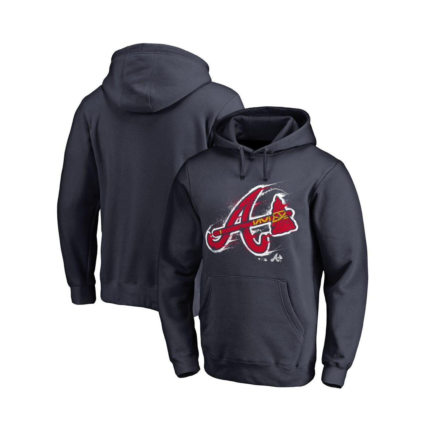 Men's Navy Atlanta Braves Splatter Logo Pullover Hoodie