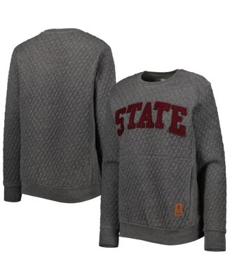 Women's Heather Charcoal Mississippi State Bulldogs Moose Quilted Pullover Sweatshirt