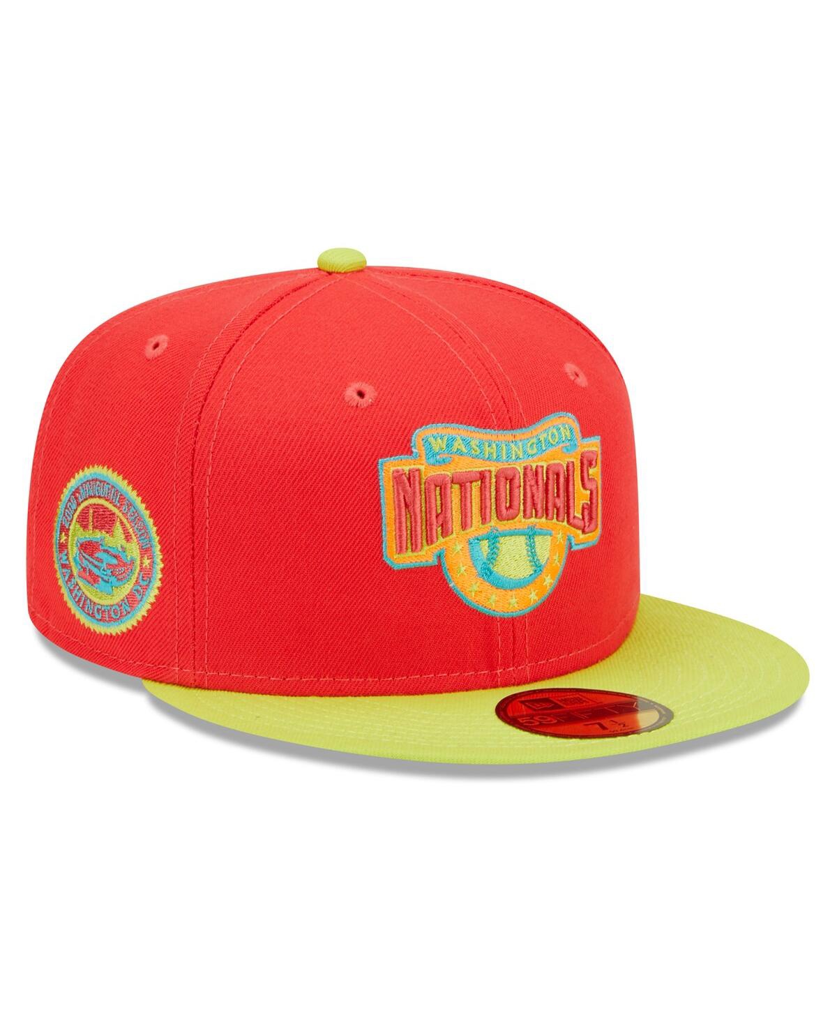 Men's New Era Neon Green Washington Nationals 2008 Inaugural Season Lava Highlighter Combo 59FIFTY Fitted Hat - Neon Green