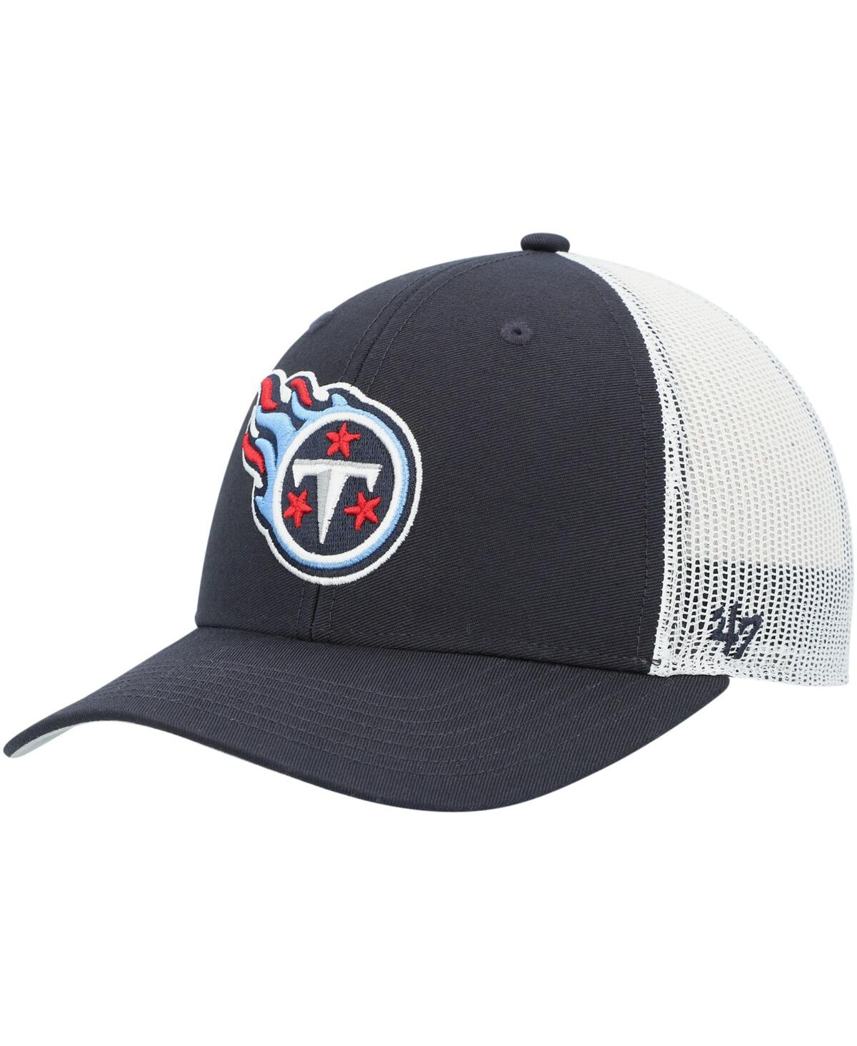 Shop 47 Brand Big Boys And Girls ' Navy, White Tennessee Titans Adjustable Trucker Hat In Navy,white
