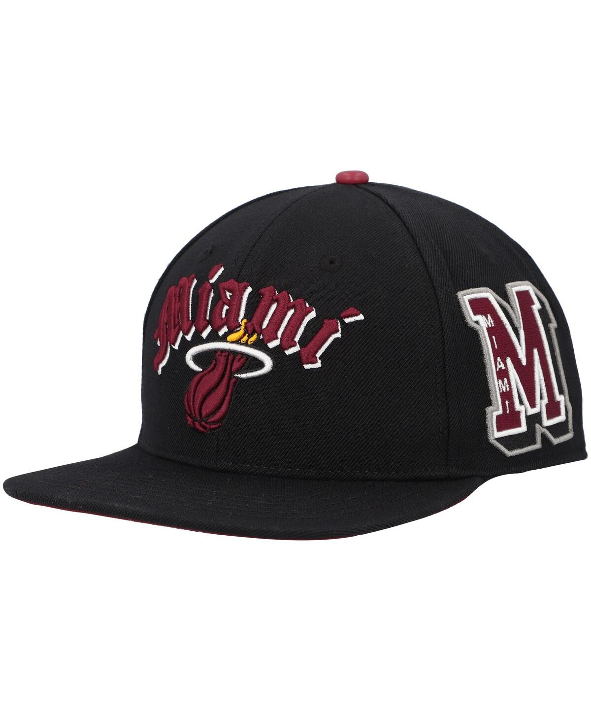 Shop Pro Standard Men's  Black Miami Heat Old English Snapback Hat