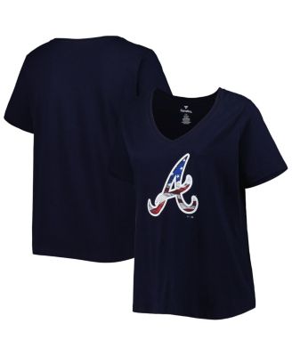 Profile Women's Navy Atlanta Braves Plus Size Americana V-Neck T-Shirt Size:3XL