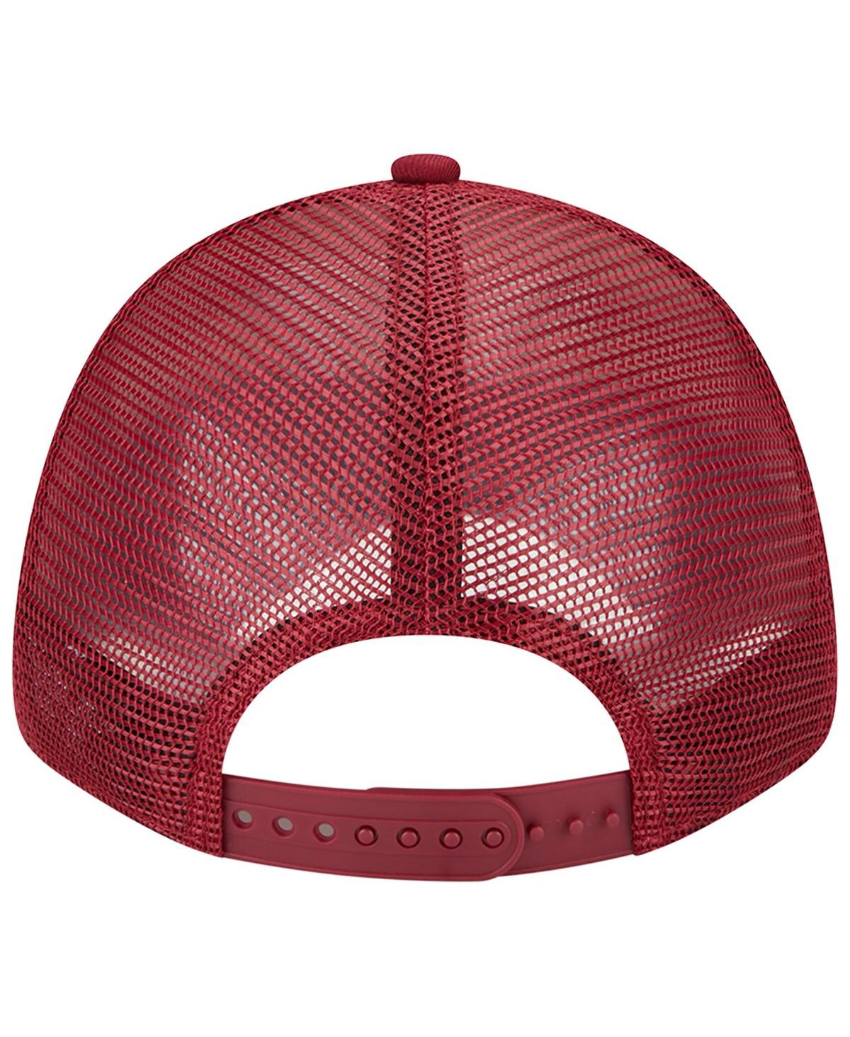 NEW ERA MEN'S NEW ERA CREAM, BURGUNDY WASHINGTON COMMANDERS TEAM STRIPE TRUCKER 9FORTY SNAPBACK HAT 
