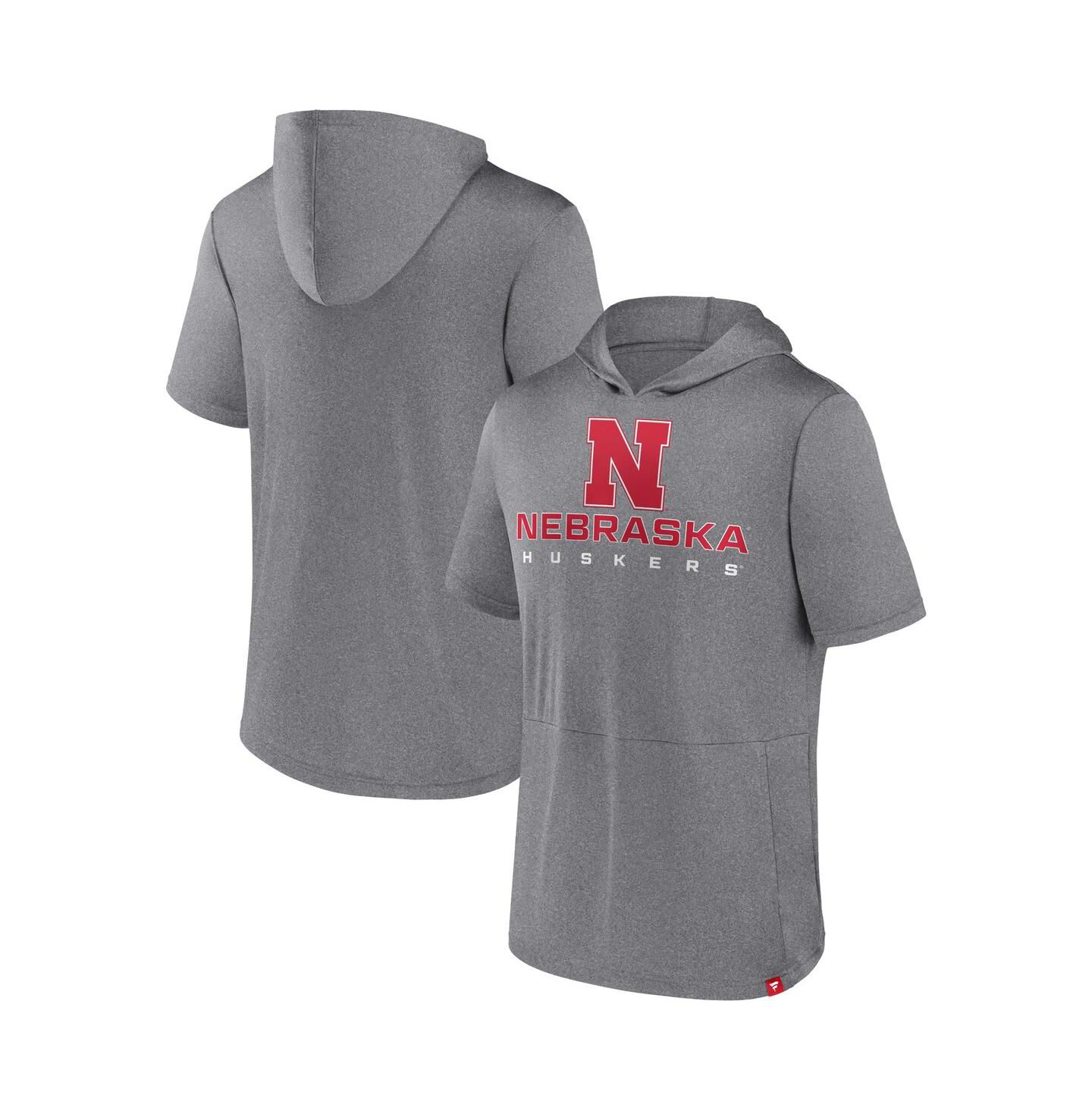 Мужское худи Fanatics Heather Gray Nebraska Huskers Modern Stack T-shirt — фото 1