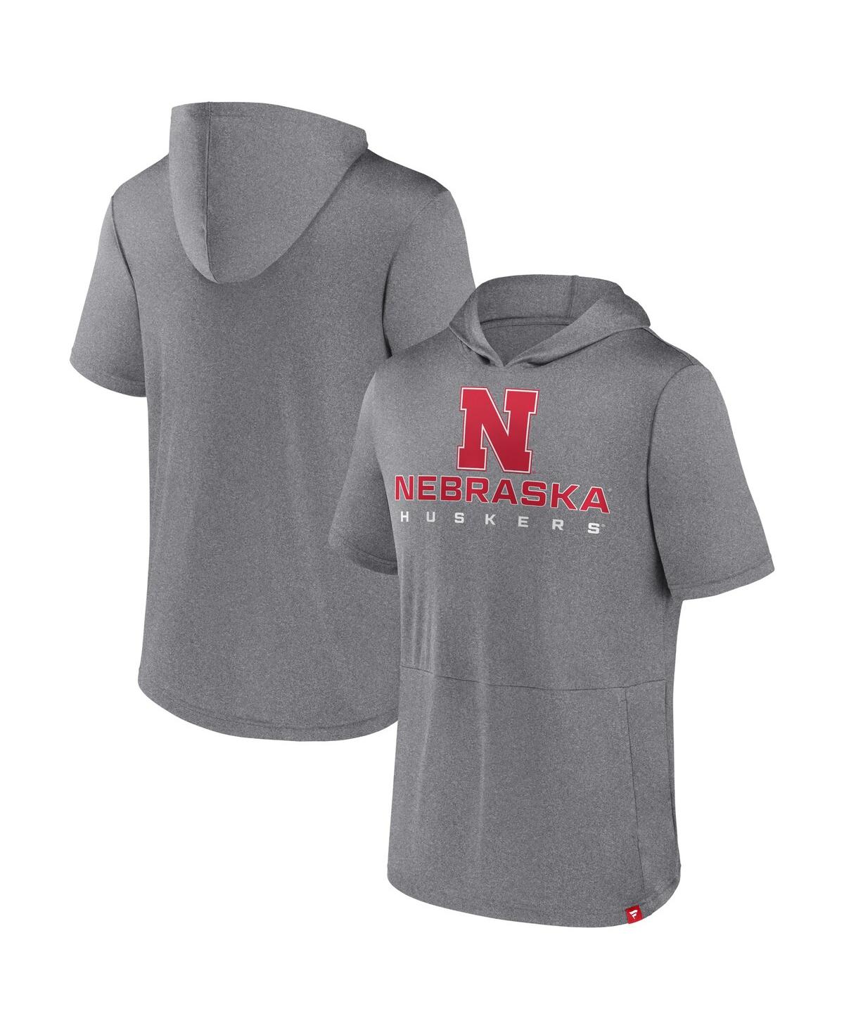 Fanatics Men's  Heather Gray Nebraska Huskers Modern Stack Hoodie T-shirt In Heather Gray
