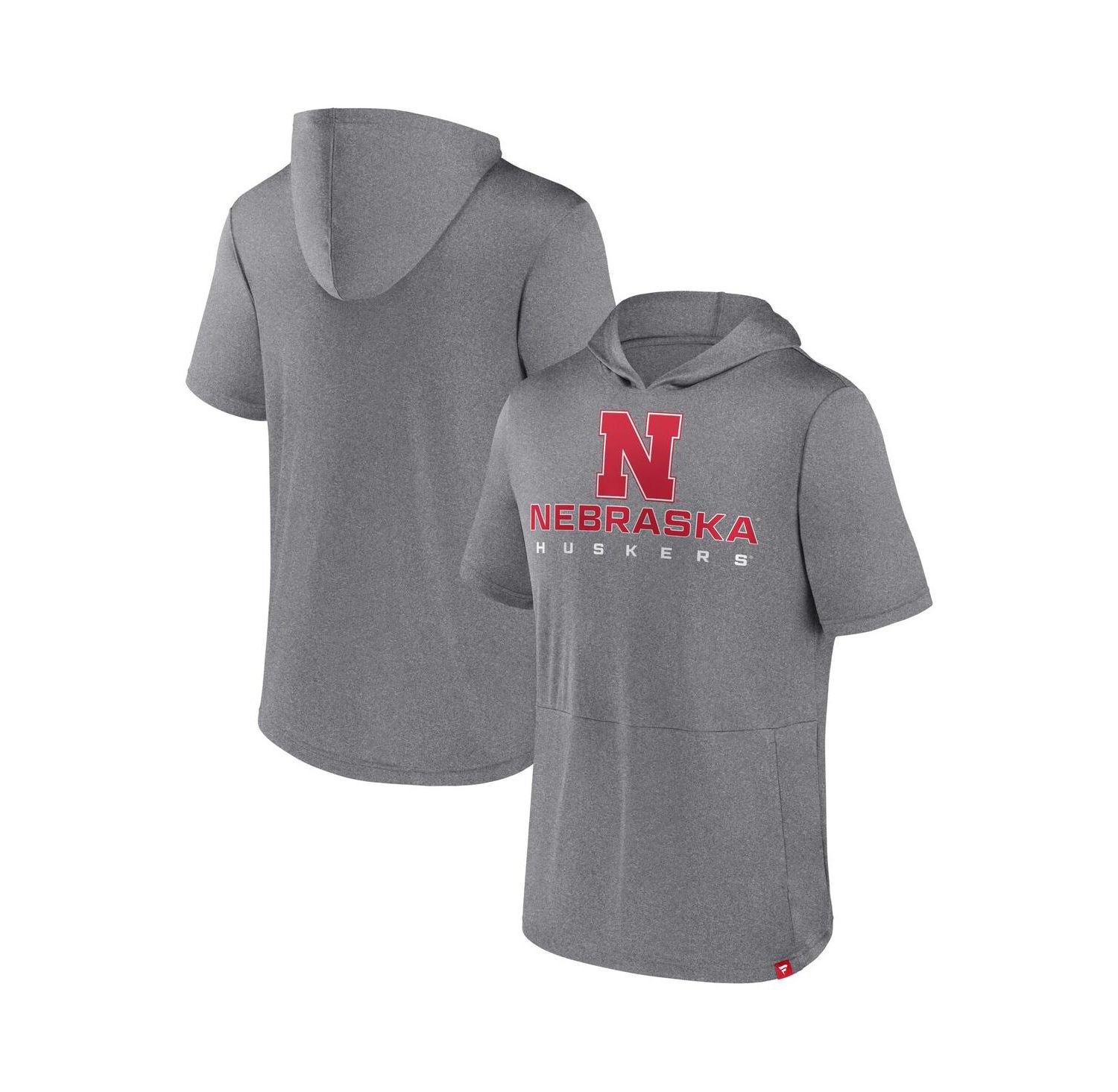 Men's Heather Gray Nebraska Huskers Modern Stack Hoodie T-shirt