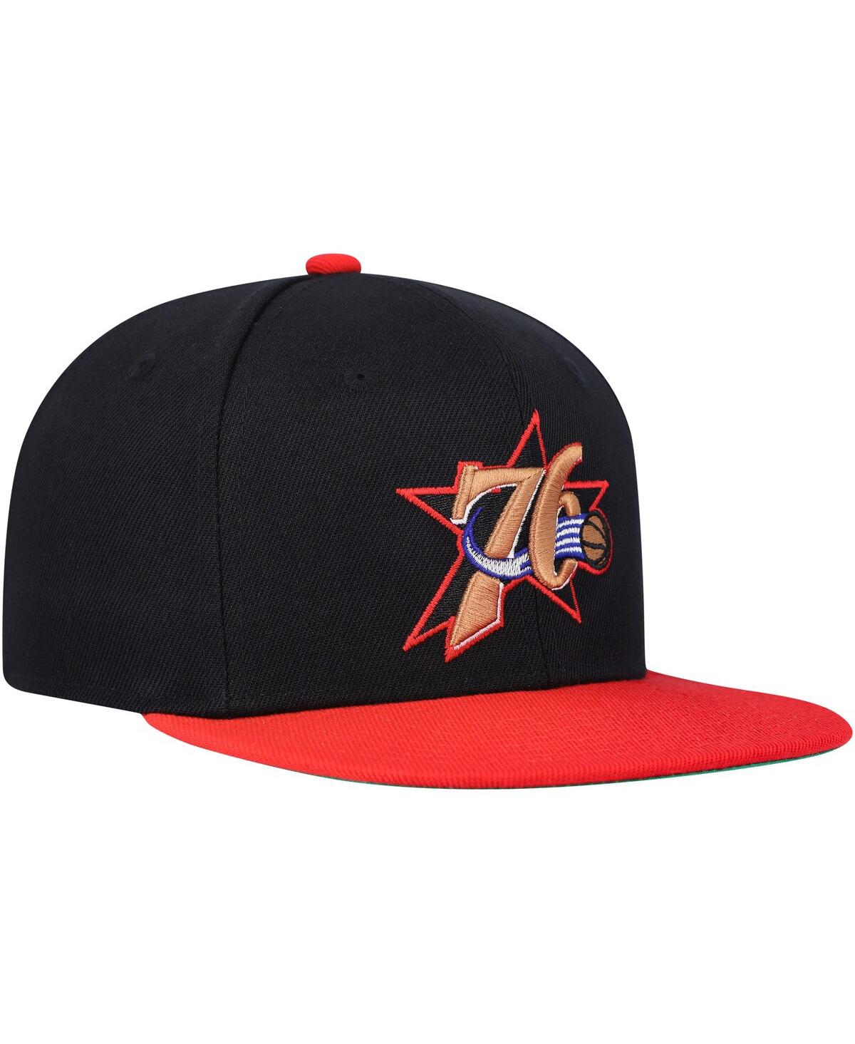 Mitchell & Ness Big Boys And Girls  Black, Red Philadelphia 76ers Two-tone Snapback Hat In Black,red