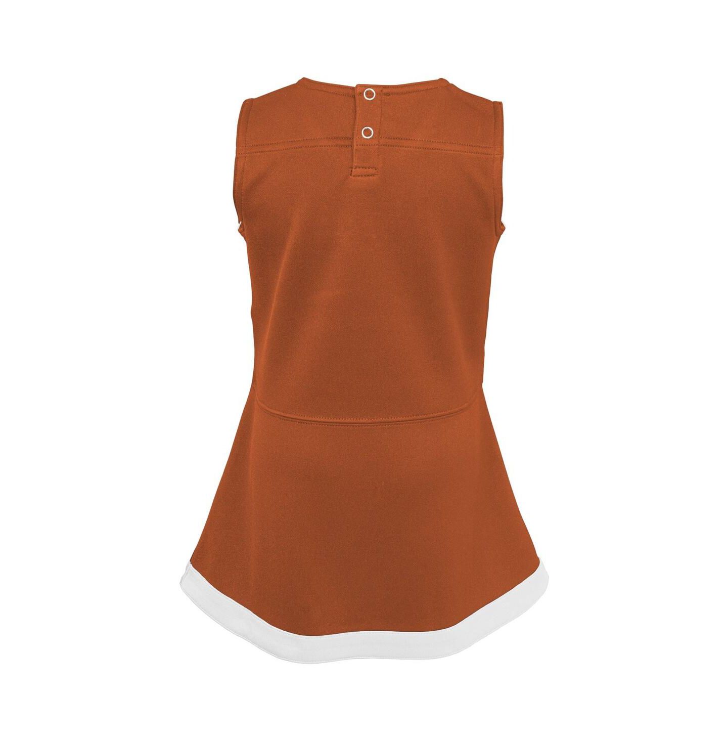 Платья Outerstuff Preschool Burnt Orange, White Texas Longhorns Two-Piece Cheer Captain Jumper Dress and Bloomers Set для девочек — фото 3