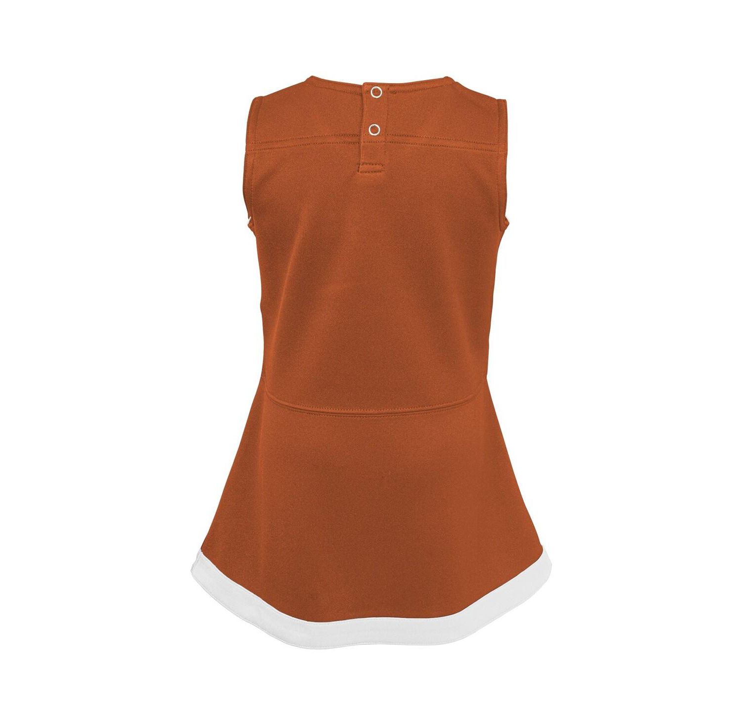Girls Preschool Burnt Orange, White Texas Longhorns Two-Piece Cheer Captain Jumper Dress and Bloomers Set