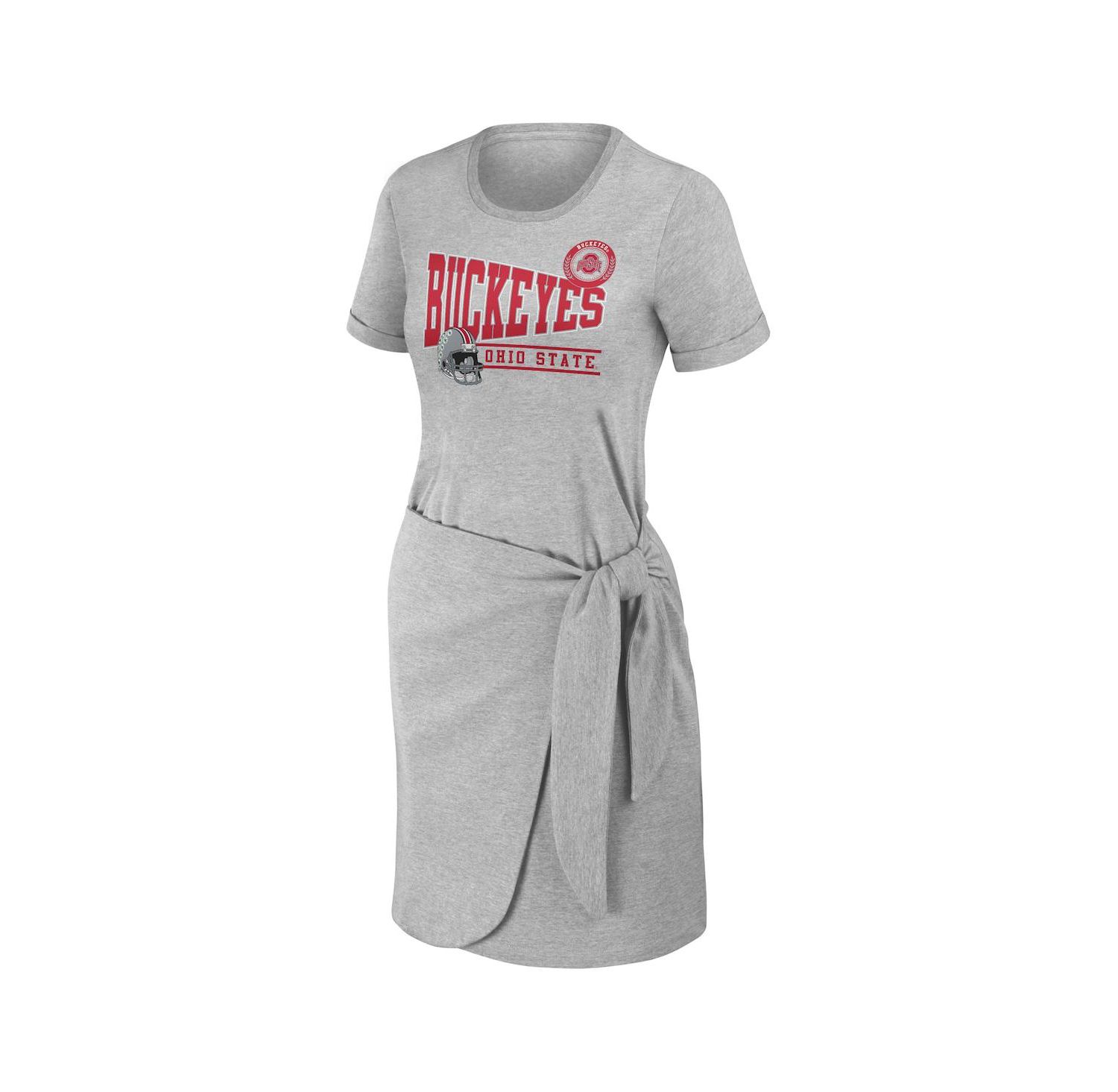 Women's Heather Gray Ohio State Buckeyes Knotted T-shirt Dress