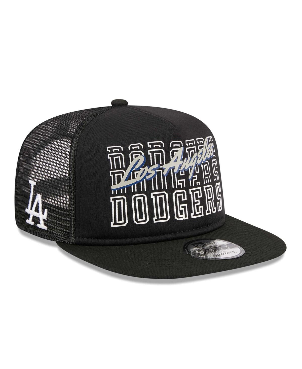 New Era Men's  Black Los Angeles Dodgers Street Team A-frame Trucker 9fifty Snapback Hat