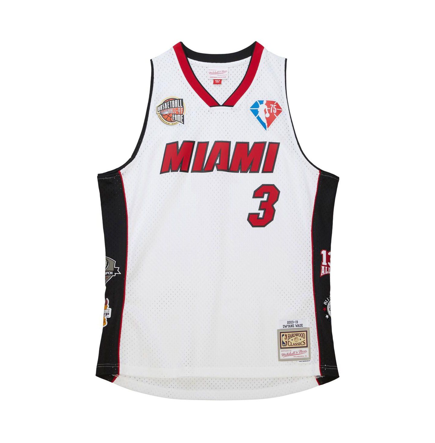 Топ Mitchell & Ness Dwyane Wade White Miami Heat Hall of Fame Class of 2023 Throwback Swingman Jersey — фото 3