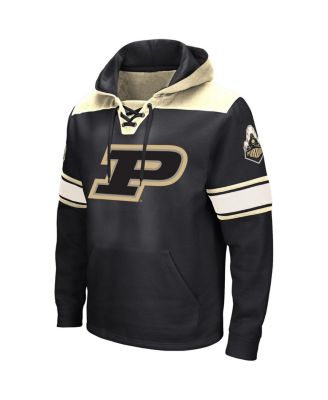 Men's Black Purdue Boilermakers Big and Tall Hockey Lace-Up Pullover Hoodie