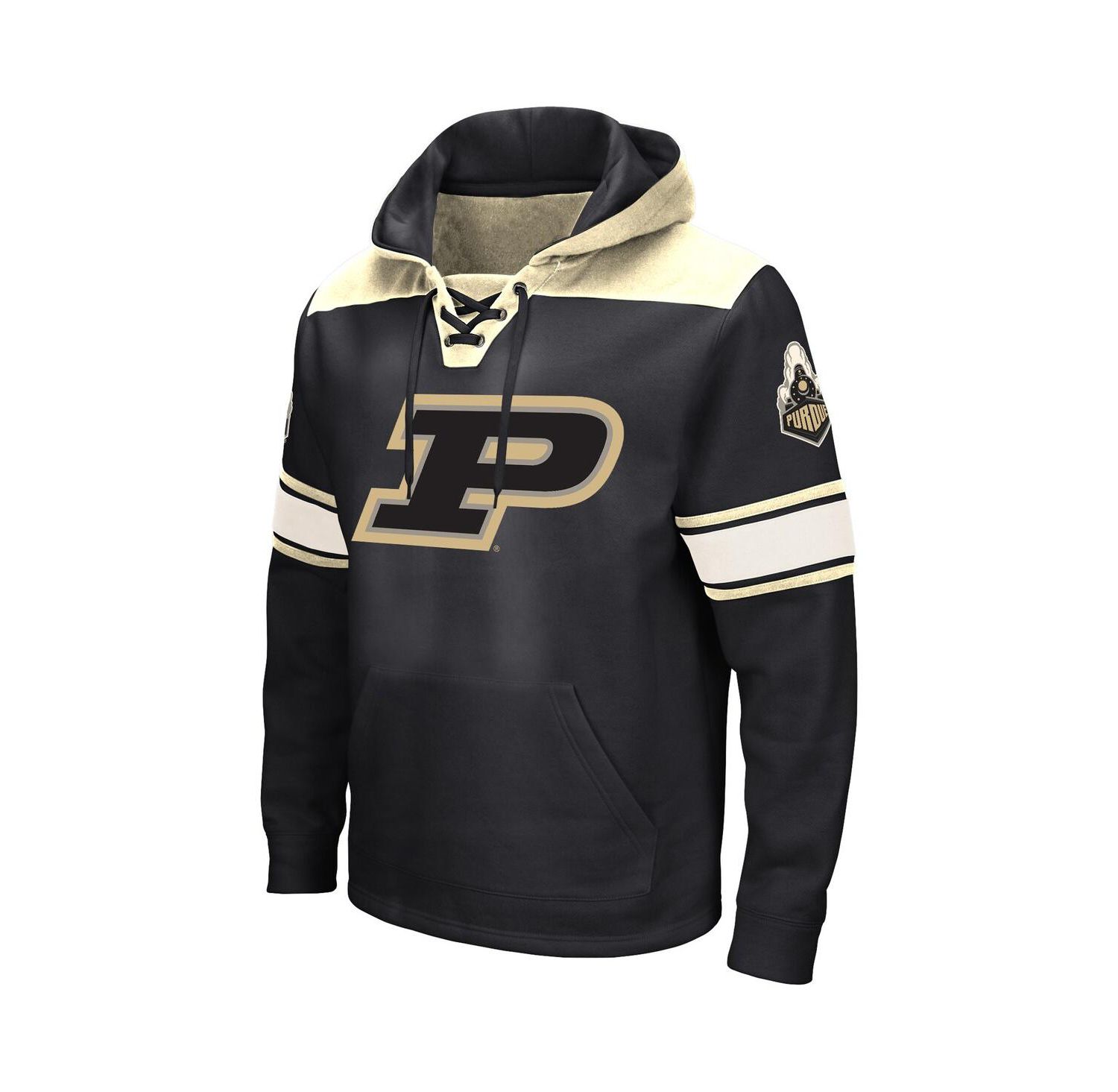 Men's Black Purdue Boilermakers Big and Tall Hockey Lace-Up Pullover Hoodie
