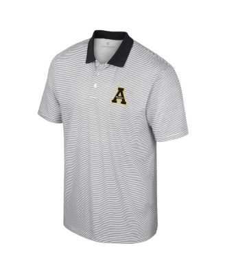 Men's White, Black Appalachian State Mountaineers Print Stripe Polo Shirt