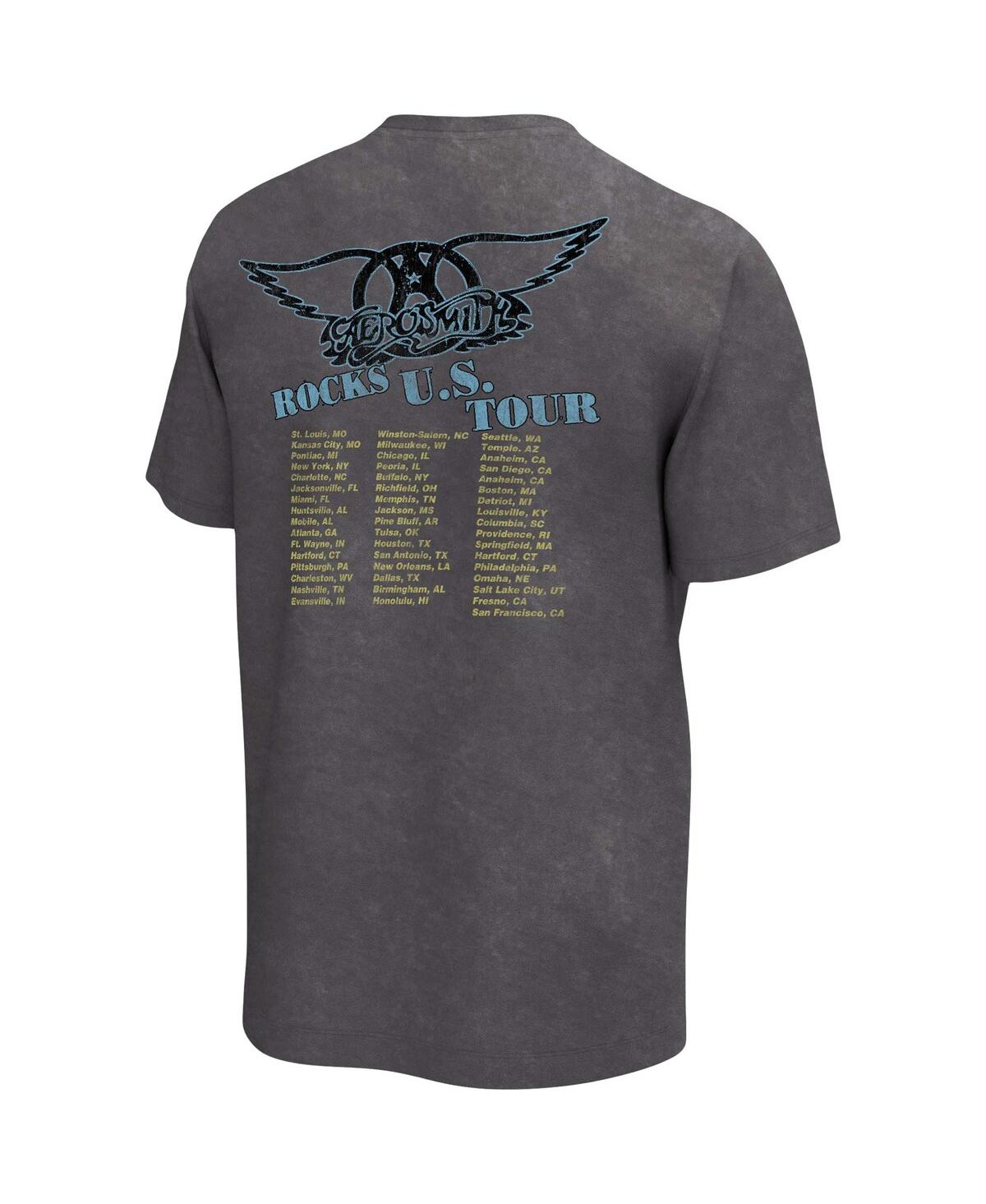 Philcos Men's Charcoal Aerosmith 1976/77 U.s. Tour Washed Graphic T-shirt In Charcoal