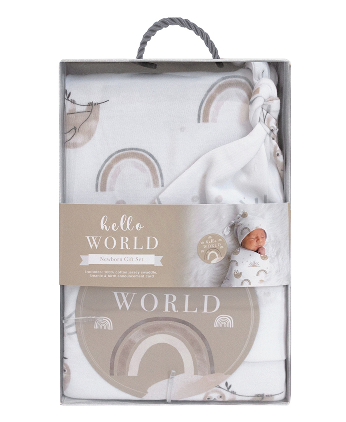 Living Textiles Baby Boys or Baby Girls Hello World Gift Set, 3 Piece