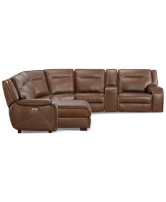CLOSEOUT! Hansley 6-Pc. Zero Gravity Leather Sectional with 2 Power Recliners and Chaise, Created for Macy's