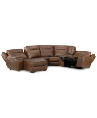 CLOSEOUT! Hansley 5-Pc. Zero Gravity Leather Sectional with Power Recliner and Chaise, Created for Macy's